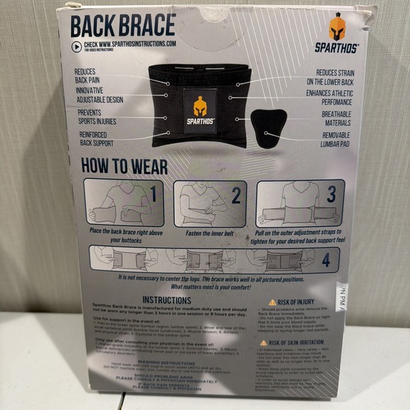 Sparthos Back Brace for Lower Back Support Sz Small New Open Box - Picture 2 of 5